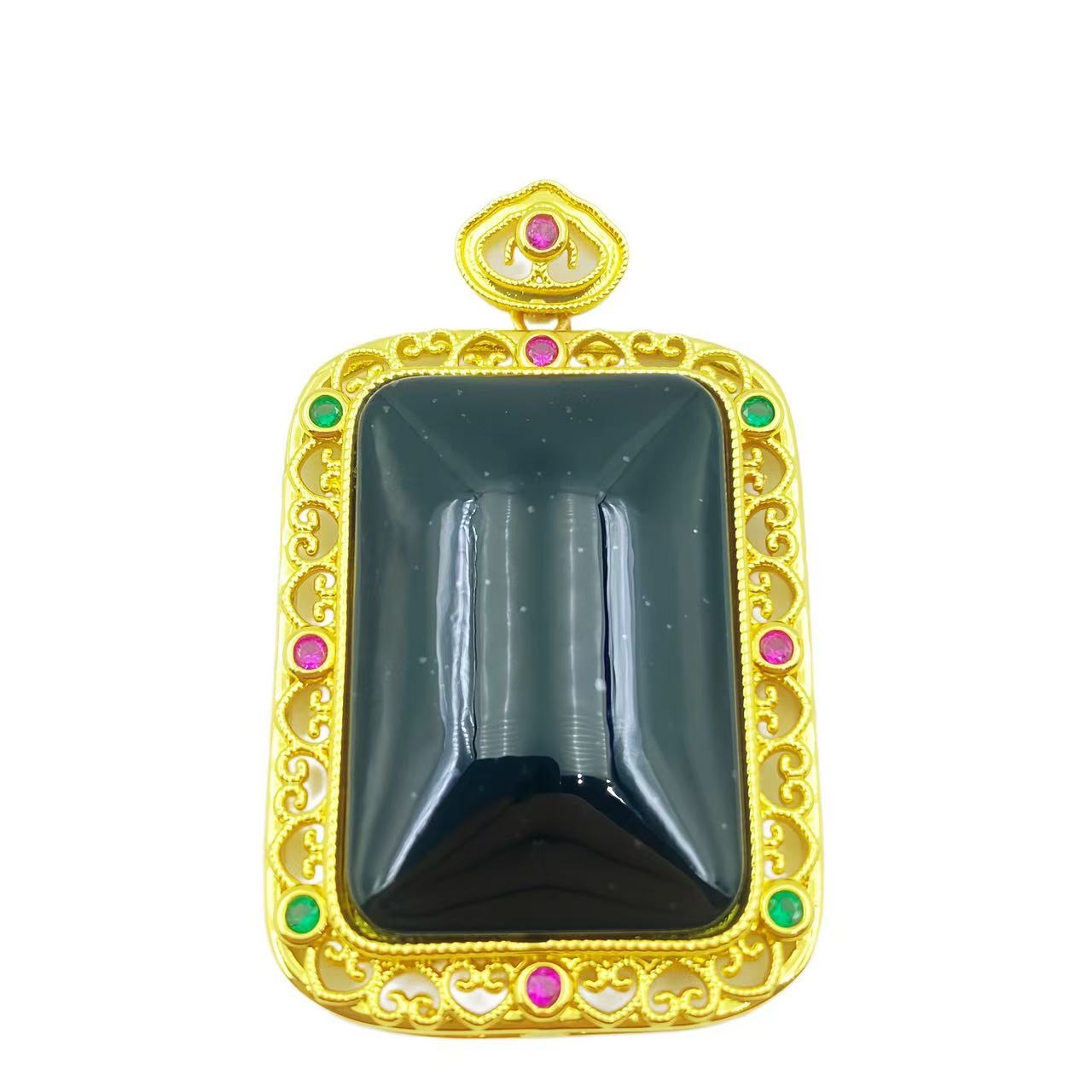 和田玉镂空无事牌吊坠Y1620（不含链）赠包装合金