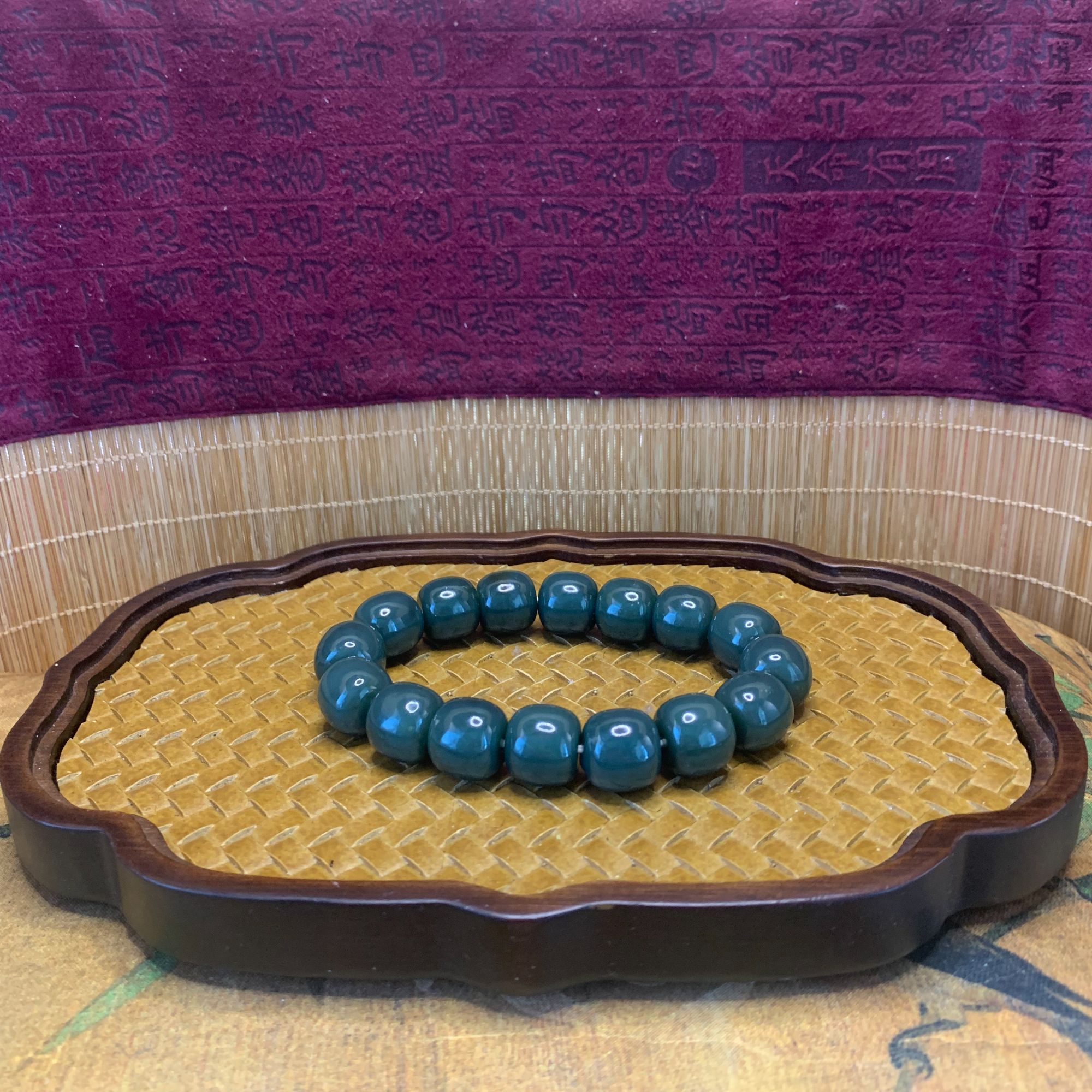 Z和田玉且末桶珠手串（卡14）1210