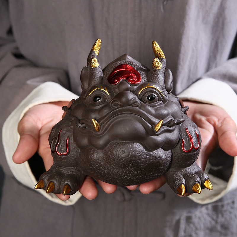 高档紫砂金蟾茶宠摆件可养禅意茶桌茶具茶玩