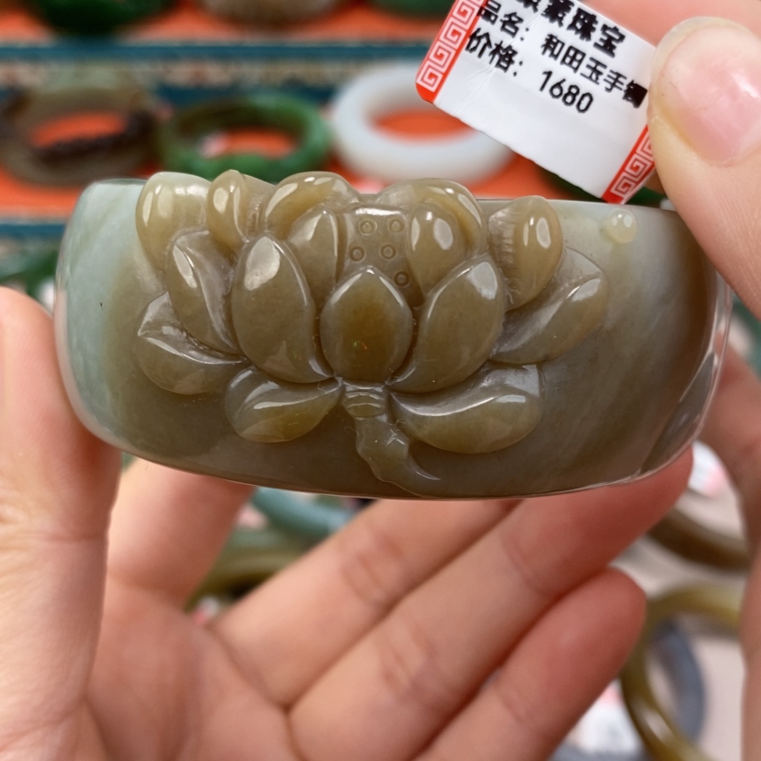 和田玉未镶嵌手镯且末糖手镯56.9#