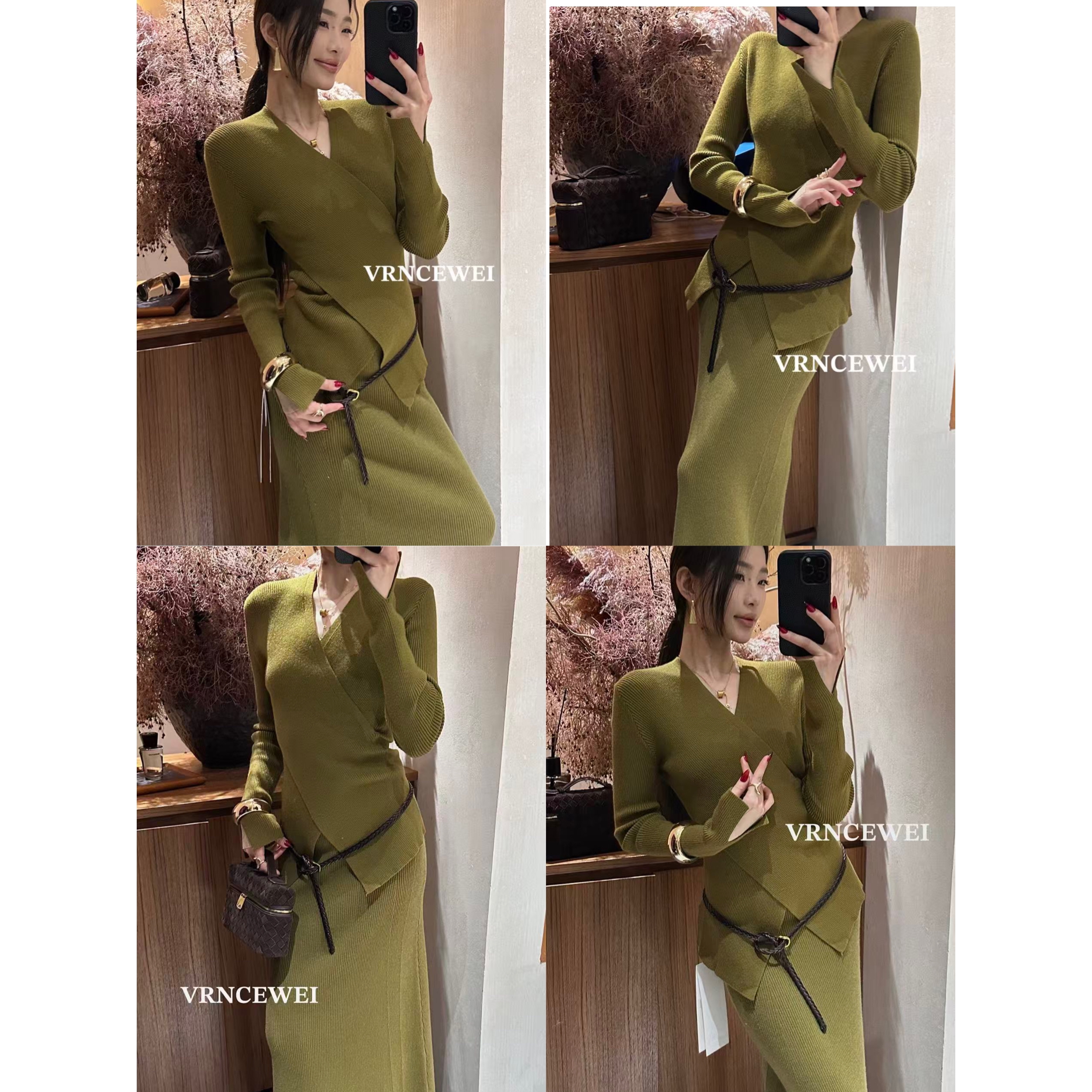 爱唯依（F）-巨好看！交叉V领不规则下摆针织衫（657R5203#）VRNCEWEI