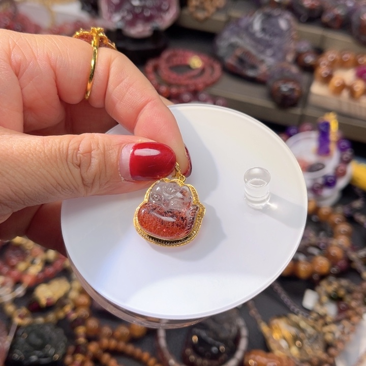 水晶颈饰18K金镶嵌订制