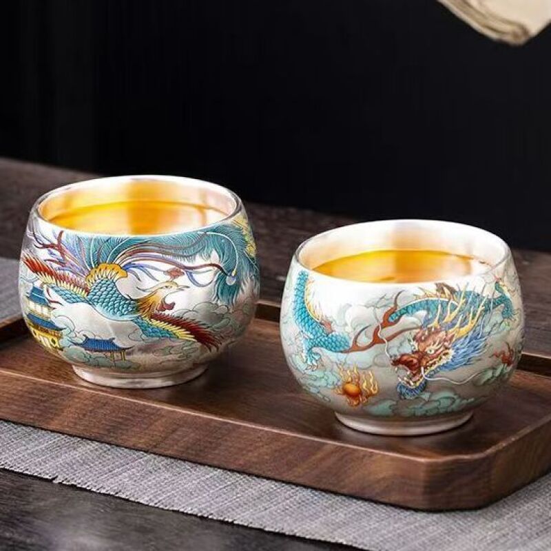 （龙杯+凤杯）龙凤呈祥对杯-柯良基wh2685