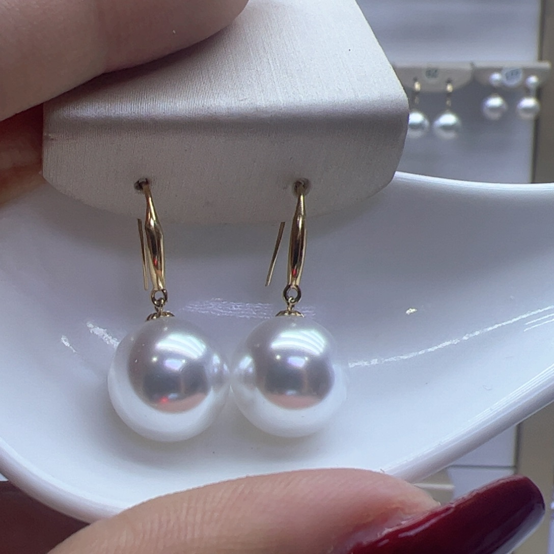淡水珍珠耳饰18K金镶嵌