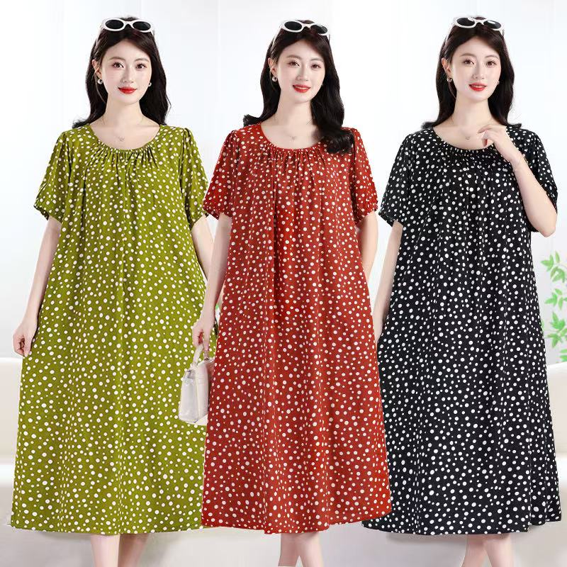 （可穿235斤加大加肥）棉绸新款女短袖睡裙宽松透气可外穿连衣裙
