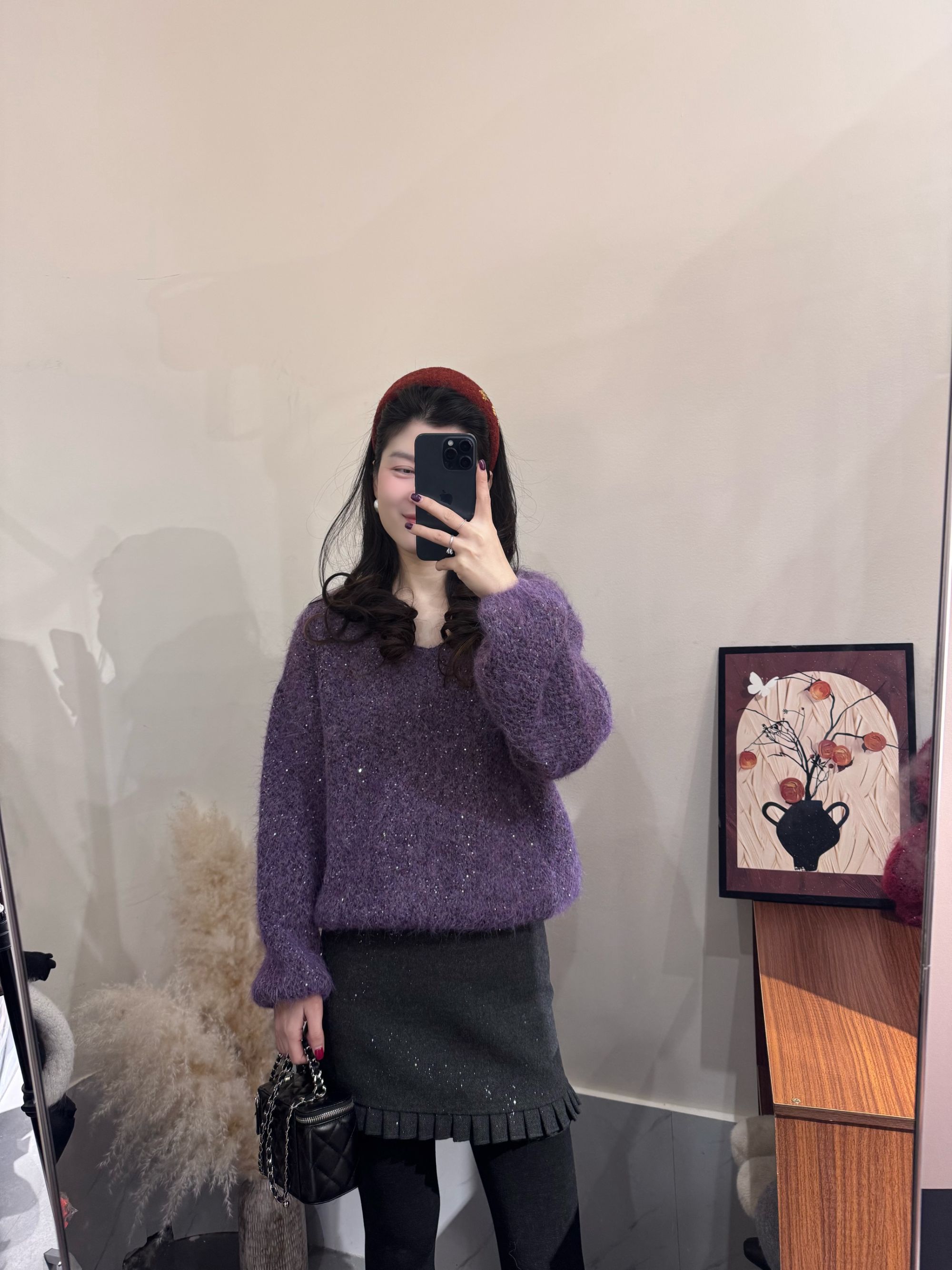 氛围感穿搭重工亮片拉绒毛衣女高级感别致好看针织衫上衣