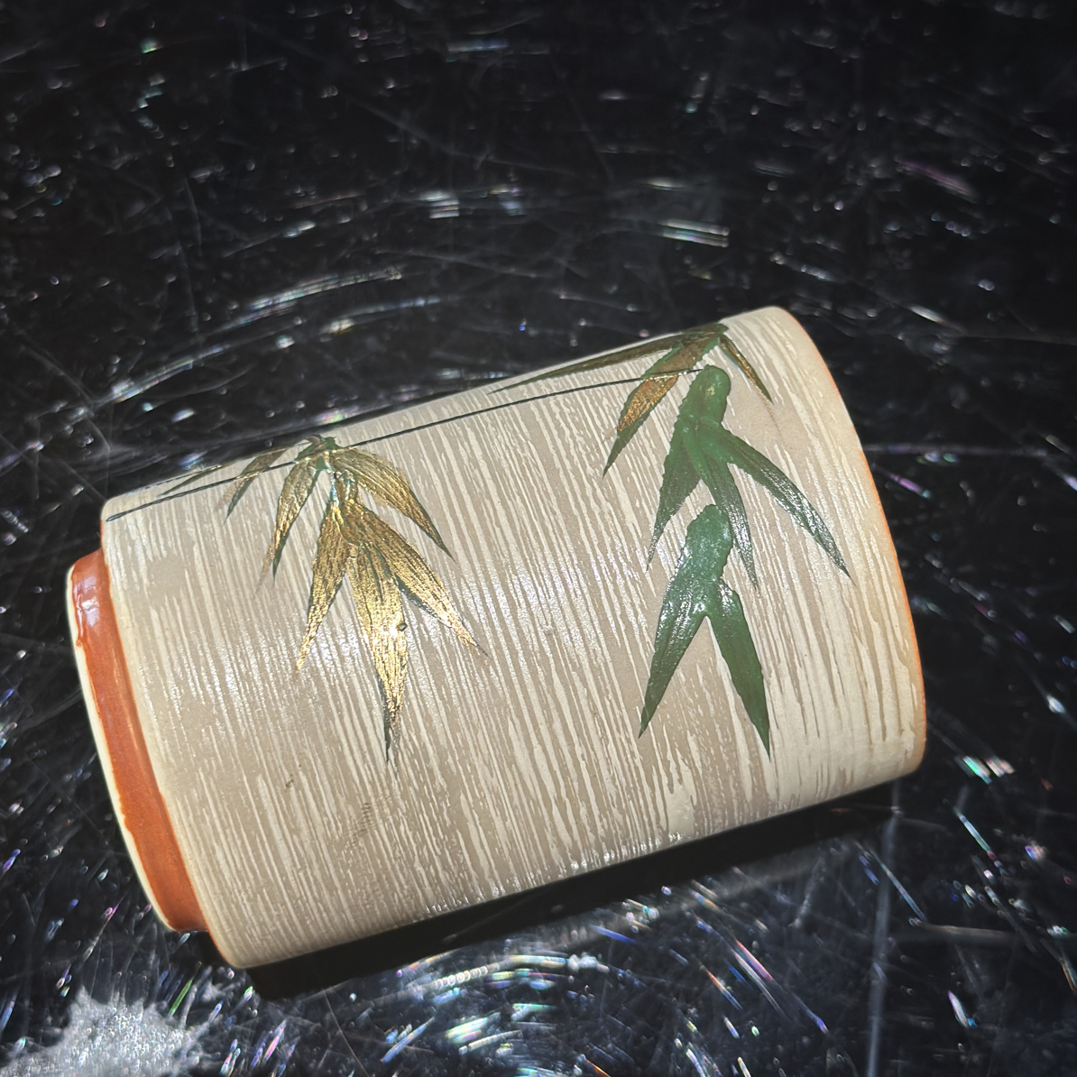 清水烧竹节纹饰汤吞杯