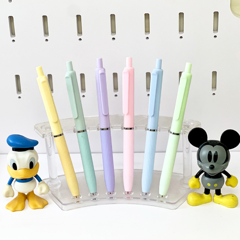 马卡龙长硅胶软握黑色中性笔速干按动中性笔st大容量刷题考试笔