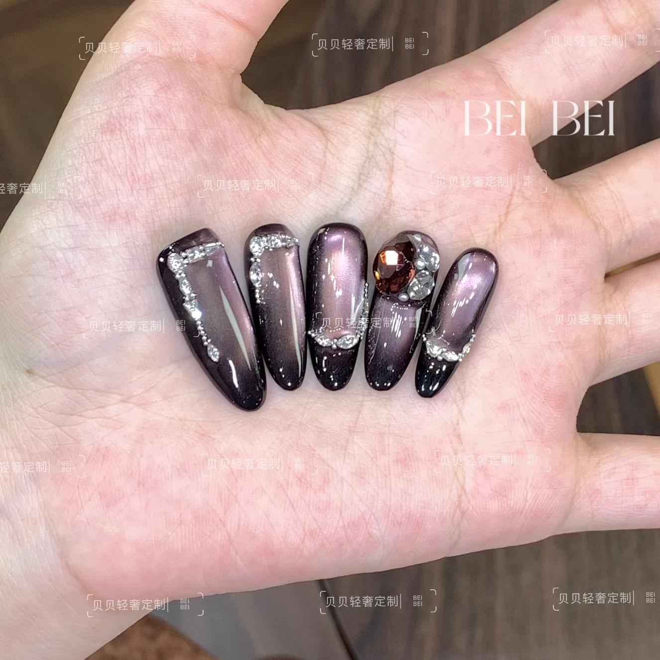 【暗黑千金】贝贝手工美甲-可重复佩戴-掉钻包补-10片