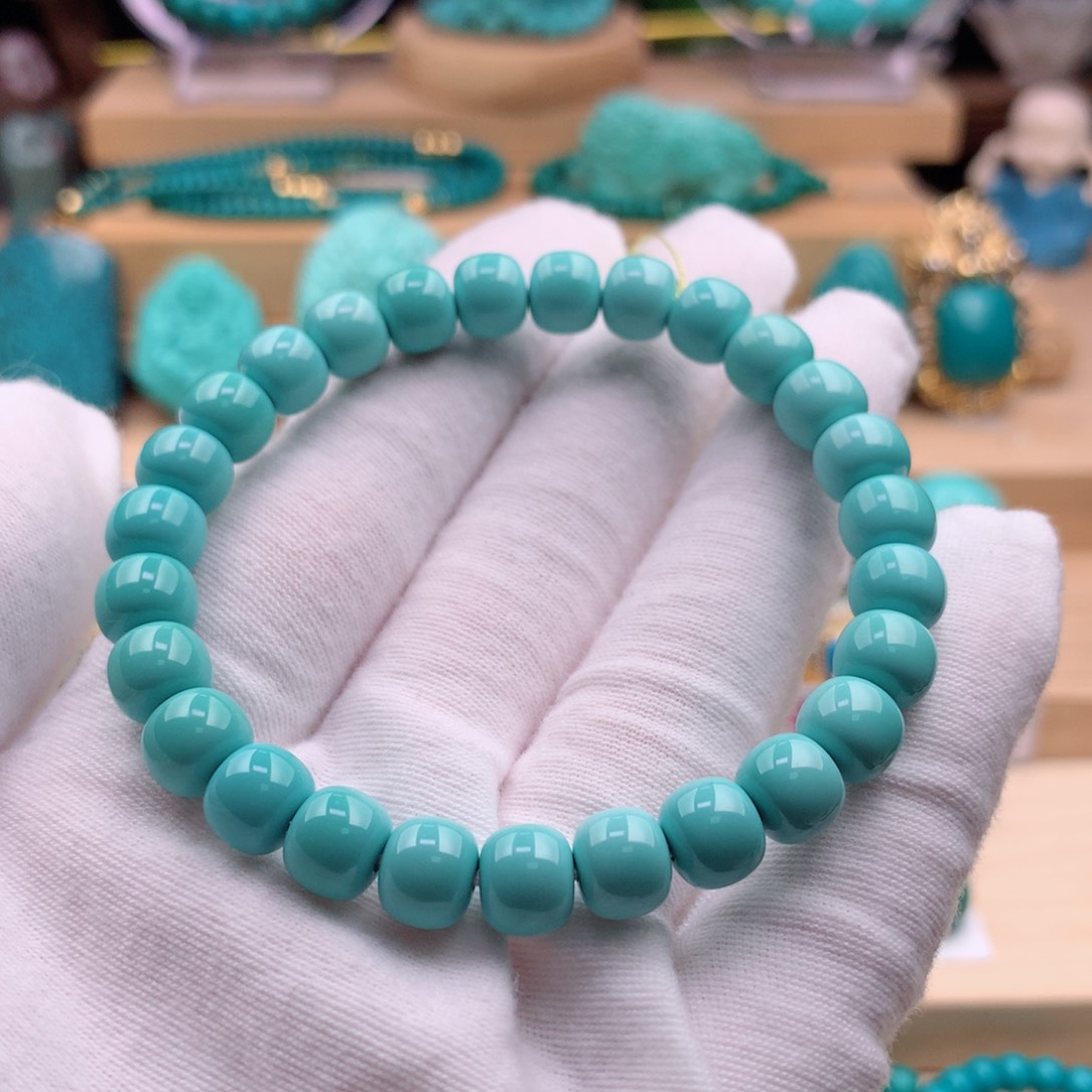 绿松石珠宝奇石未镶嵌8.4mm