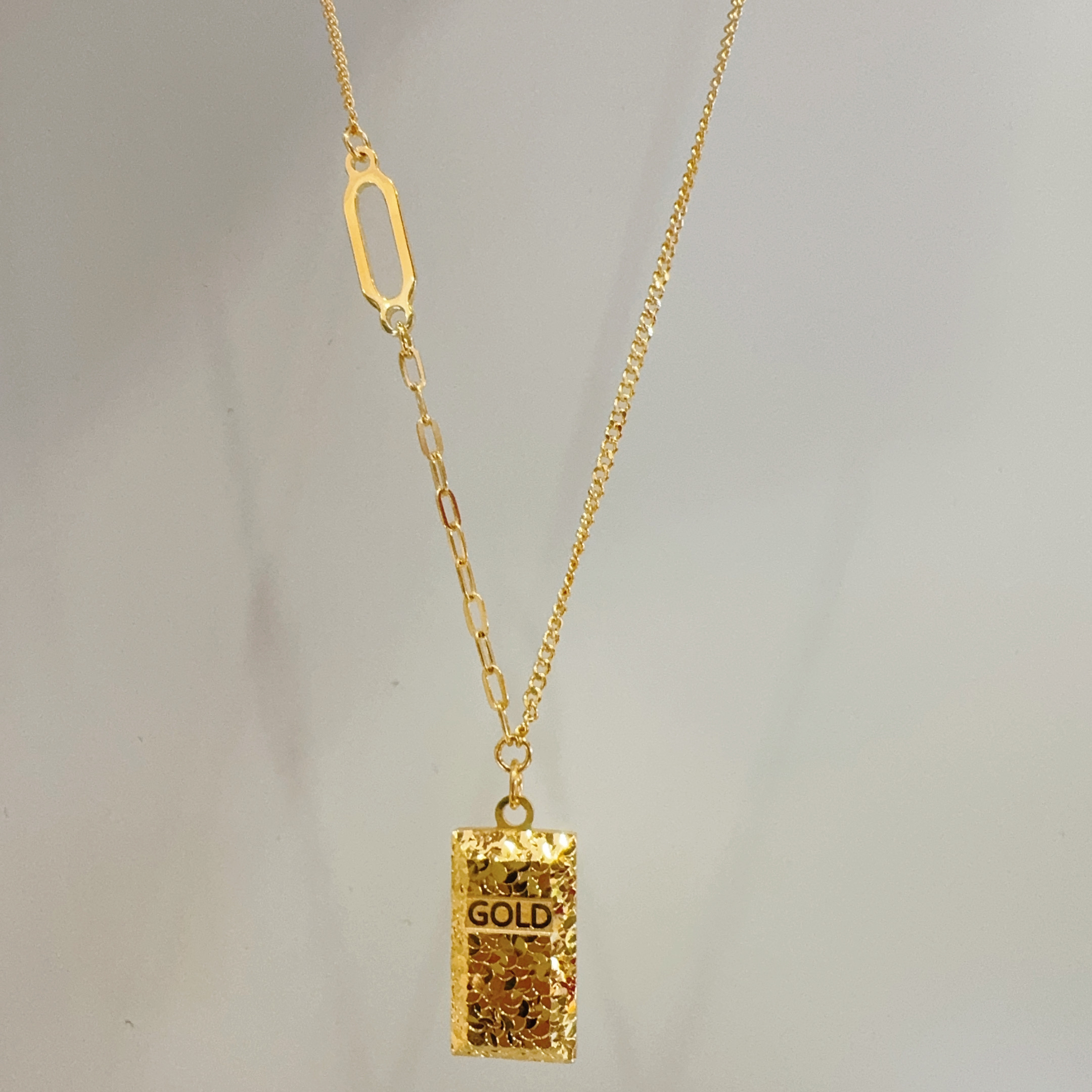 5g 工艺足金 999 碎冰冰金砖套链