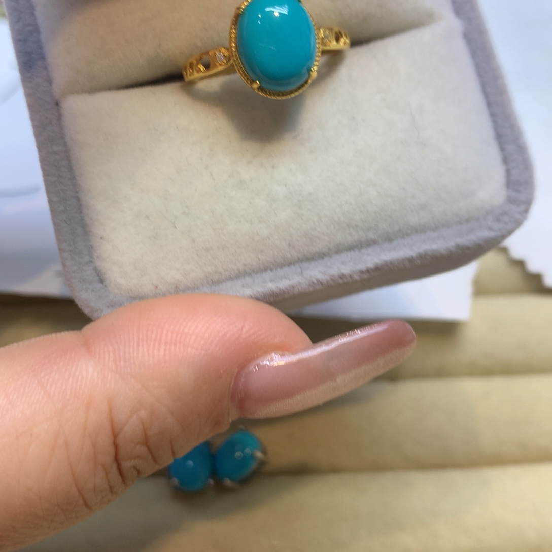 银S925镶嵌绿松石戒指