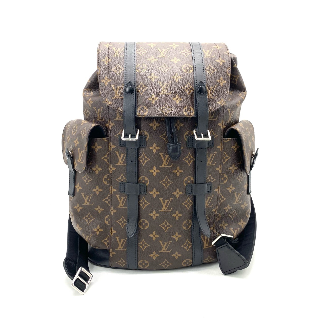 95新 LouisVuitton/路易威登 棕老花Christopher双肩包 尺寸38/44