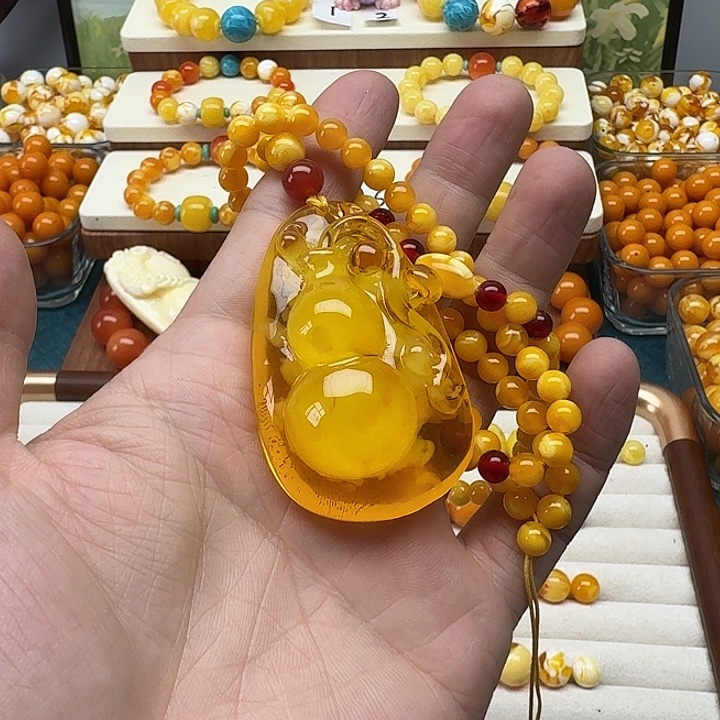 ¹***࿐非金属鸡油黄色葫芦一套