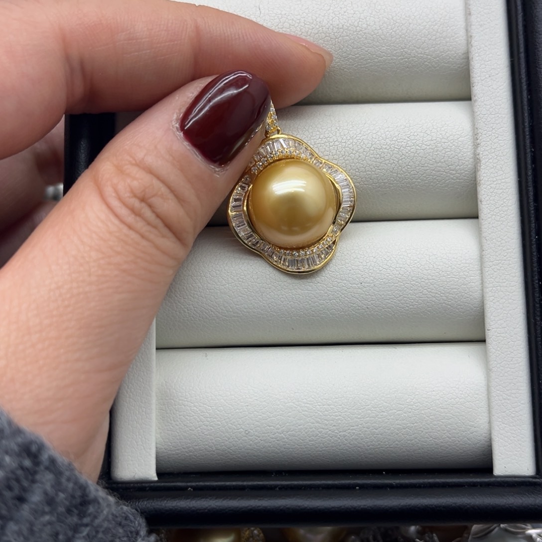 海水珍珠银S925镶嵌吊坠(不含链)