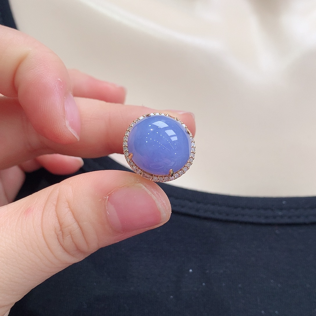 翡翠戒指18K金镶嵌戒指