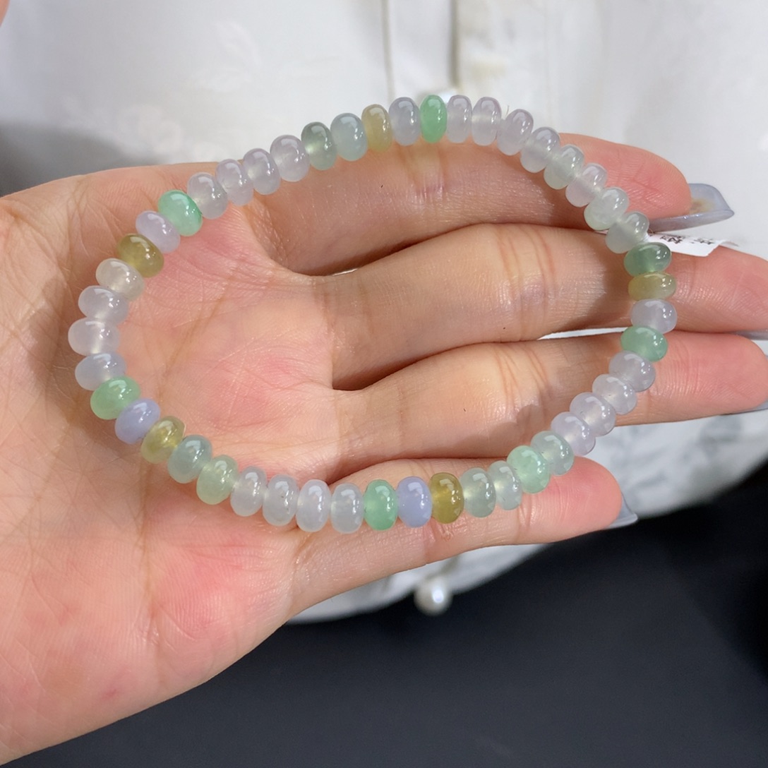 翡翠未镶嵌手串卡6冰胶马卡龙鼓珠手串