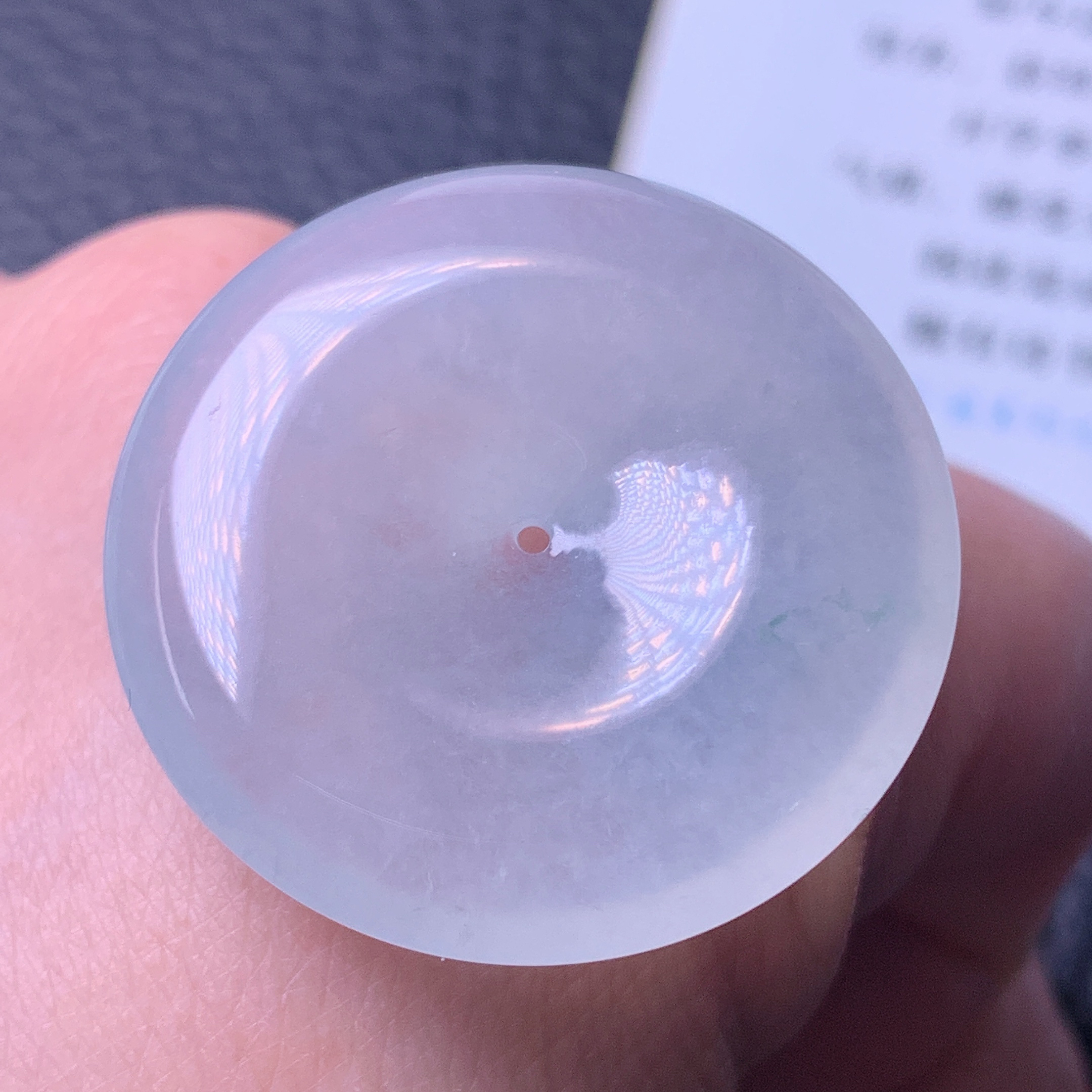 天然缅甸a货翡翠冰种飘绿平安扣玉吊坠31/5.6