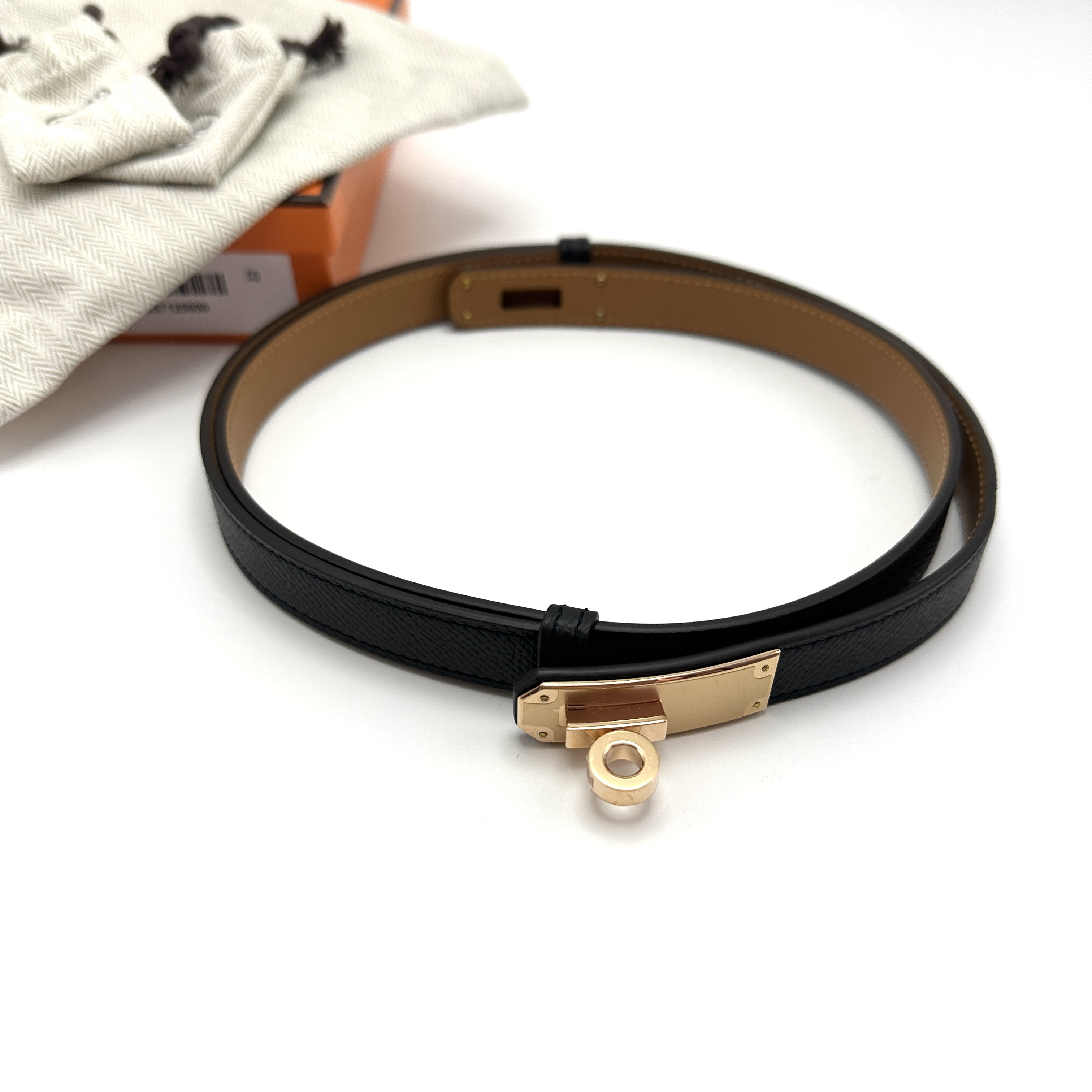 99新 Hermes/爱马仕 黑金Kelly可调节腰带 83430 二手