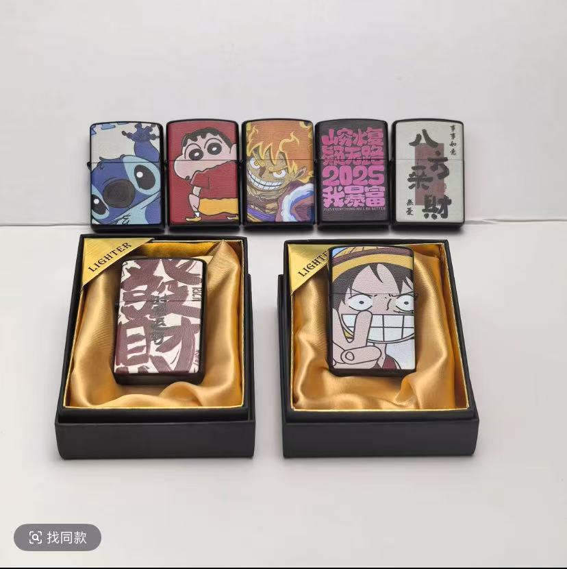 个性复古翻盖金属打火机可爱创意动漫风格礼品