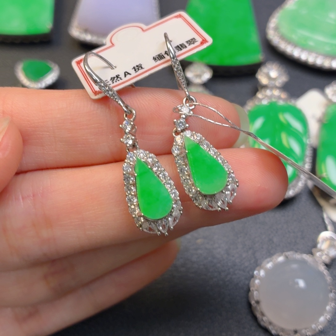 翡翠银S925镶嵌吊坠(不含链)耳坠