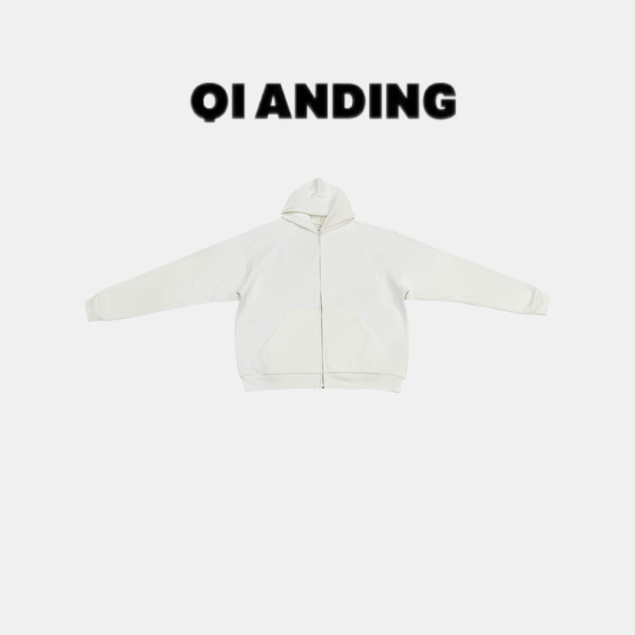 【QIANDING】简约休闲双E拉毛绒连帽卫衣开衫A251131