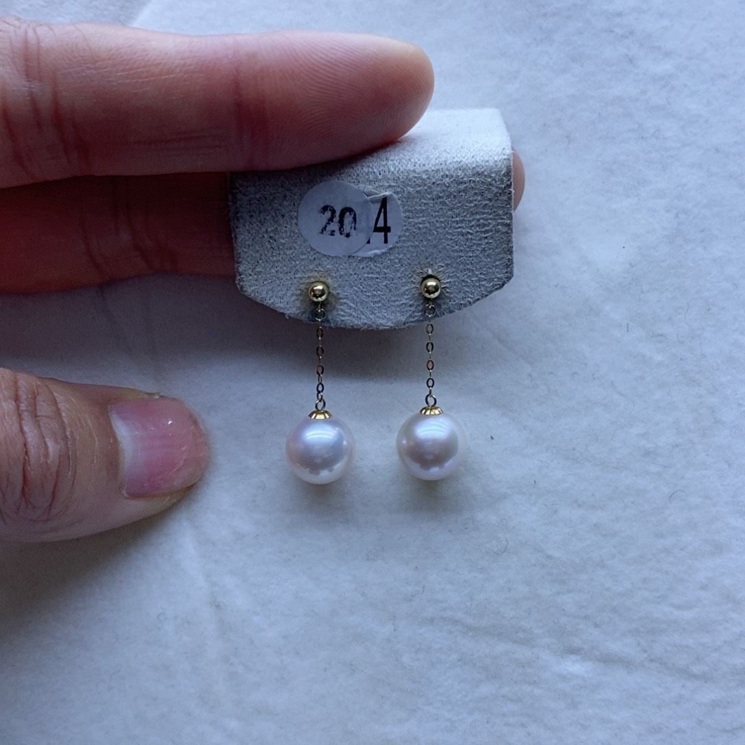 淡水珍珠耳饰18K金镶嵌204
