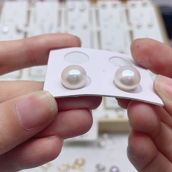 淡水珍珠耳饰银S925镶嵌寒*