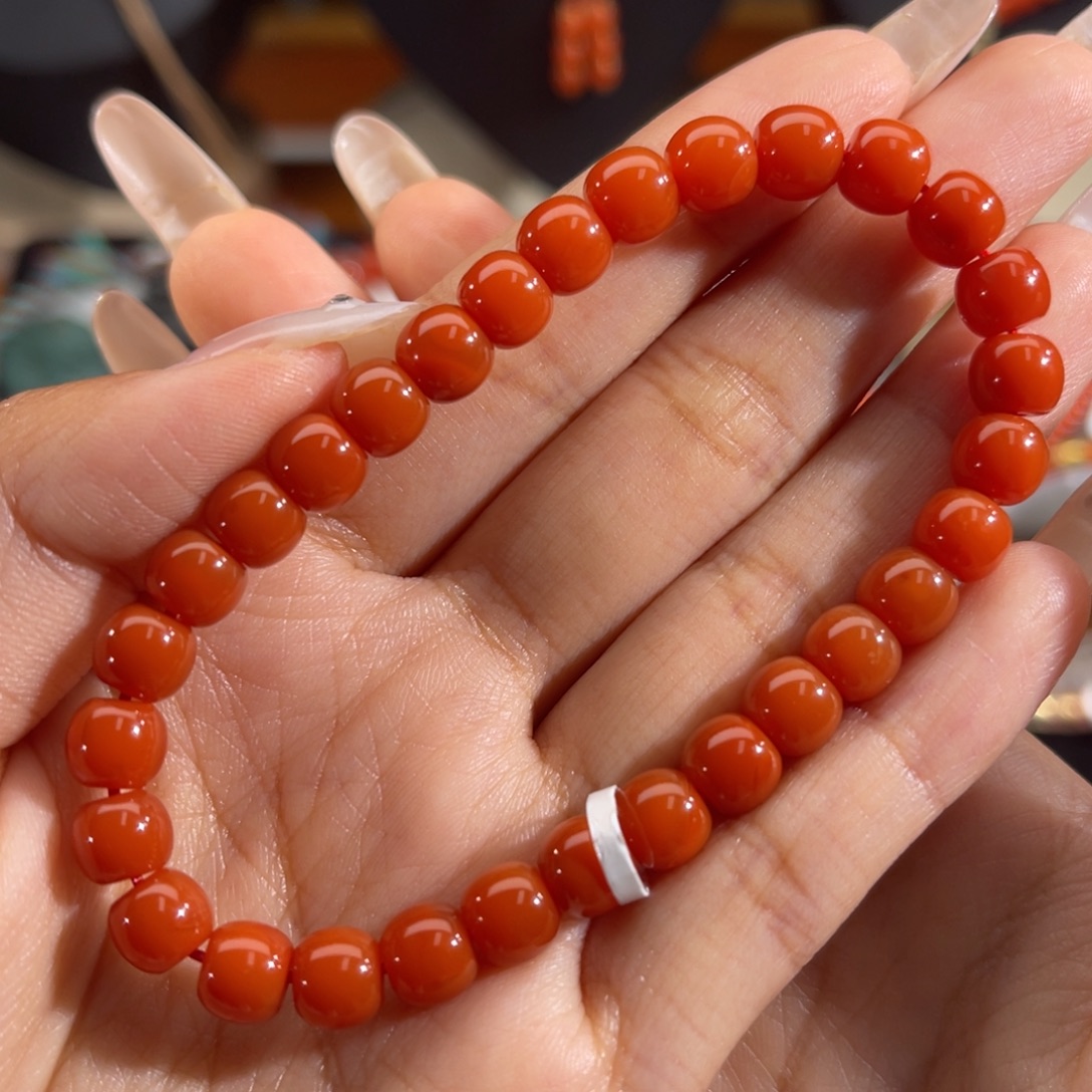 南红玛瑙未镶嵌老型手串 7mm