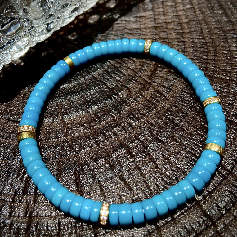 原矿绿松石暴力蓝金钻直切手串5mm