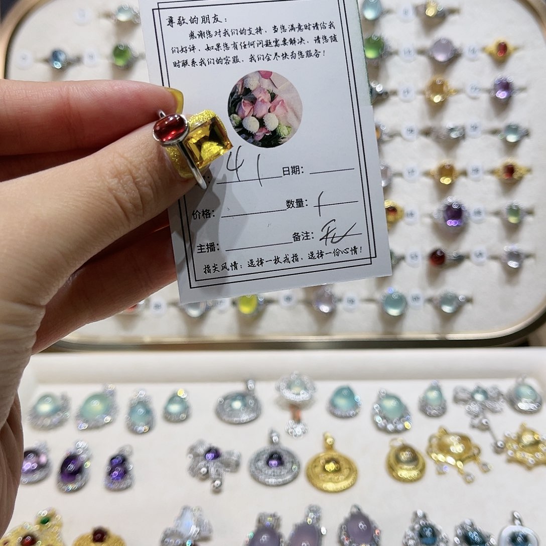 蛇纹石玉戒指银S925镶嵌戒指