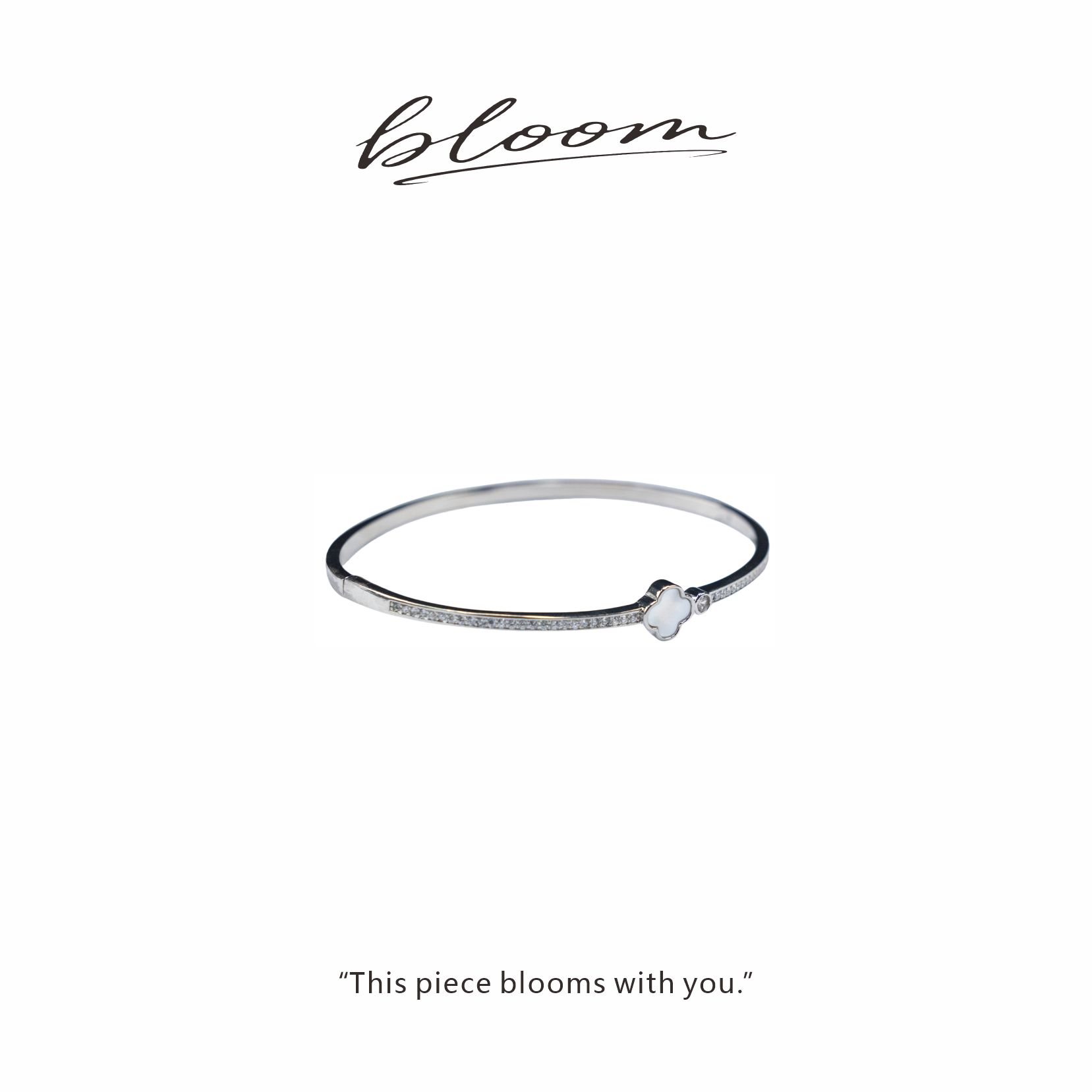 铜合金合成锆石手镯 BLH005拼接轻奢风女ins风简约四叶草