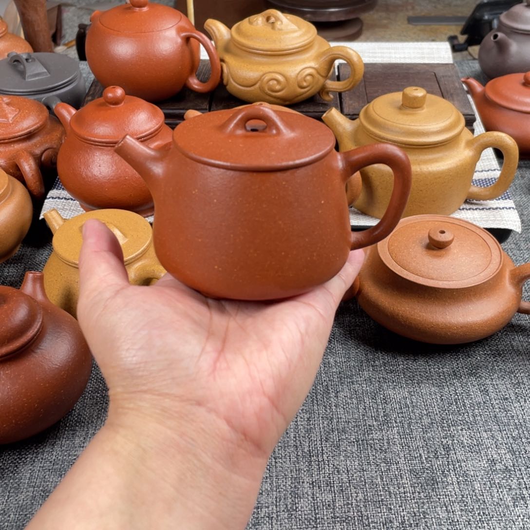 紫砂茶壶红降坡高石瓢全手40目190