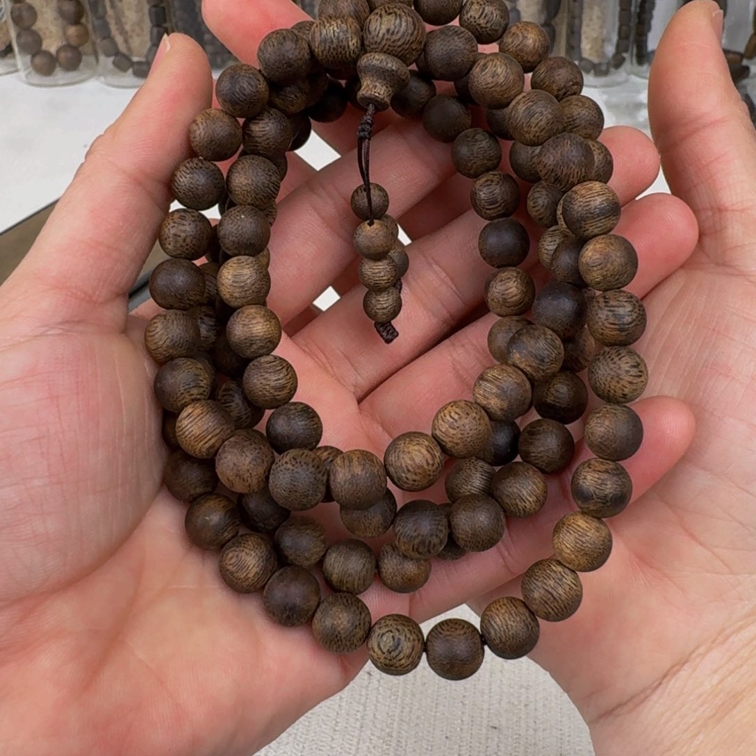 沉香手串棋楠沉香金沙叶九九沉圆珠卡9+保42+克