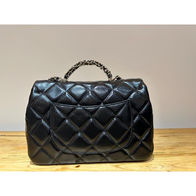 HIRMRIS手工真皮包550667-黑 b细链菱格香 旋转手柄大25