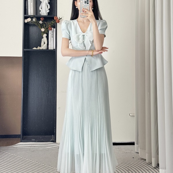 拉夏贝尔/2025夏季新款小香风气质时尚显瘦上衣+半身裙 10455 YCK