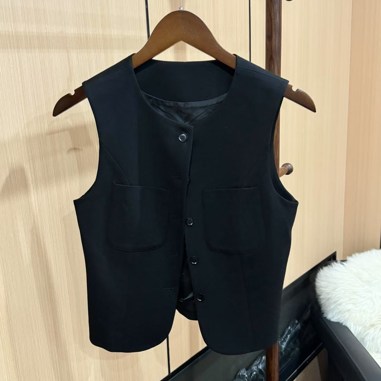 ZM胸口口袋马夹女气质百搭修身气质四季可穿马甲8028