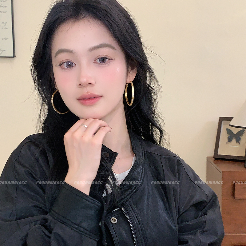 合金锆石耳饰 EH207简约素圈锆石耳环女圈圈大耳圈高级感气质耳饰