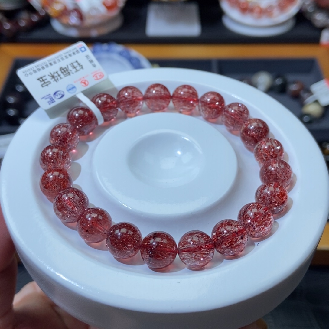 水晶烟花金草莓手链未镶嵌