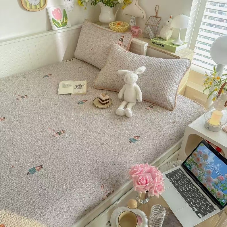 原棉四季大床盖花边款 