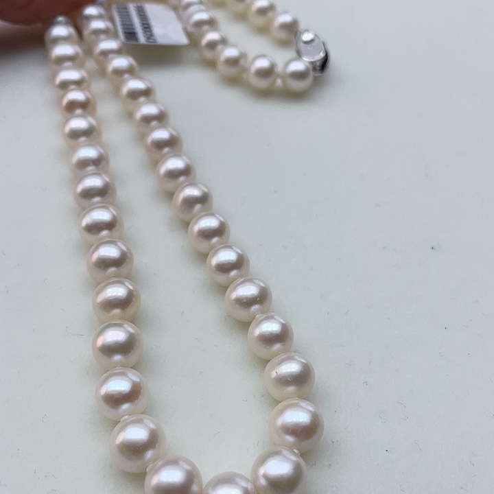 淡水珍珠颈饰银S925镶嵌卡8极光天女粉高品