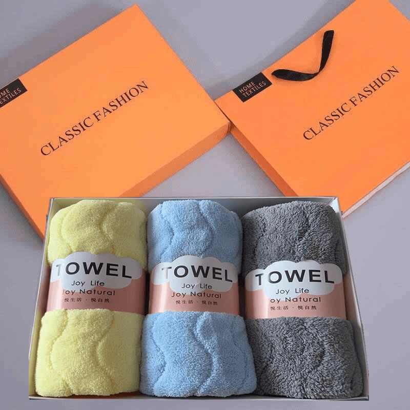 【LSNN】3条装礼盒款水纹毛巾家用柔软吸水不掉毛
