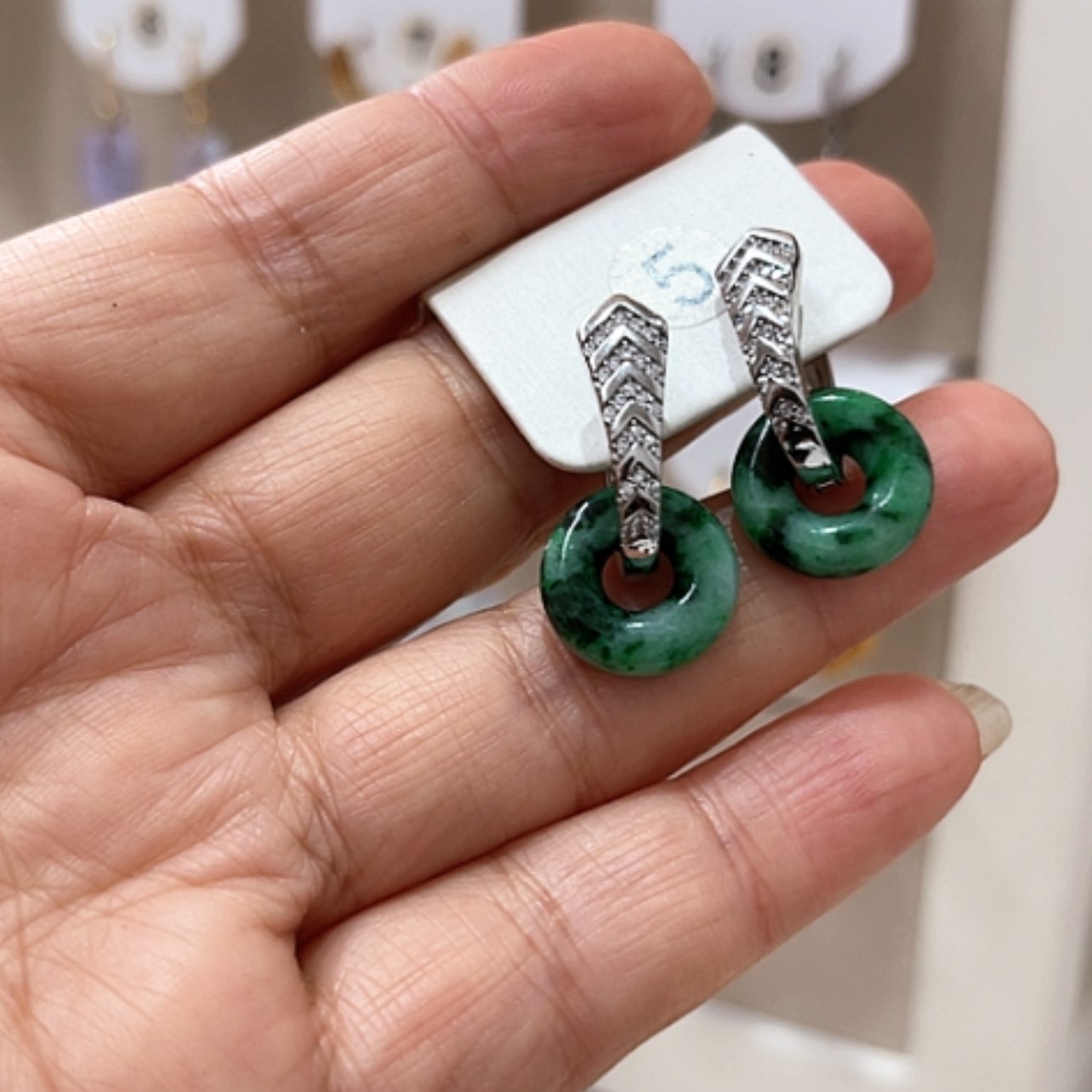 【闪购商品】翡翠耳饰银S925镶嵌翡翠耳坠