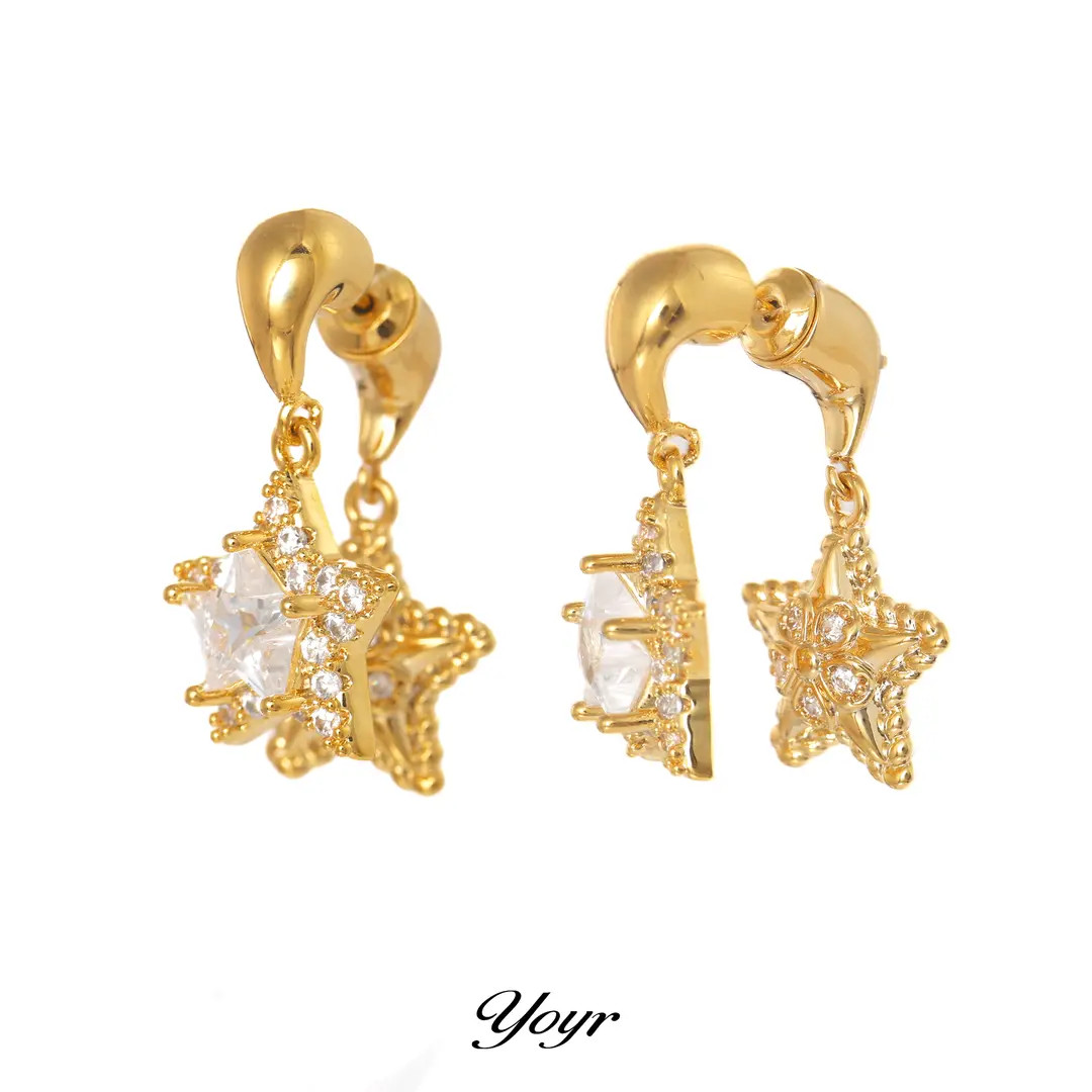 YOYR 黄铜合成锆石耳饰 星辰漫舞耳环ins风时尚精致气质耳环