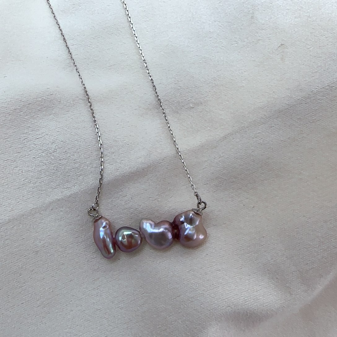 淡水珍珠银S925镶嵌项链