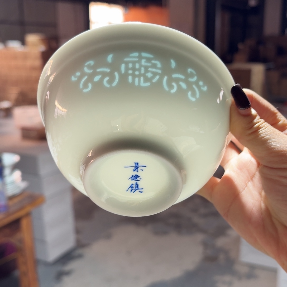 白瓷米饭碗青福两个好