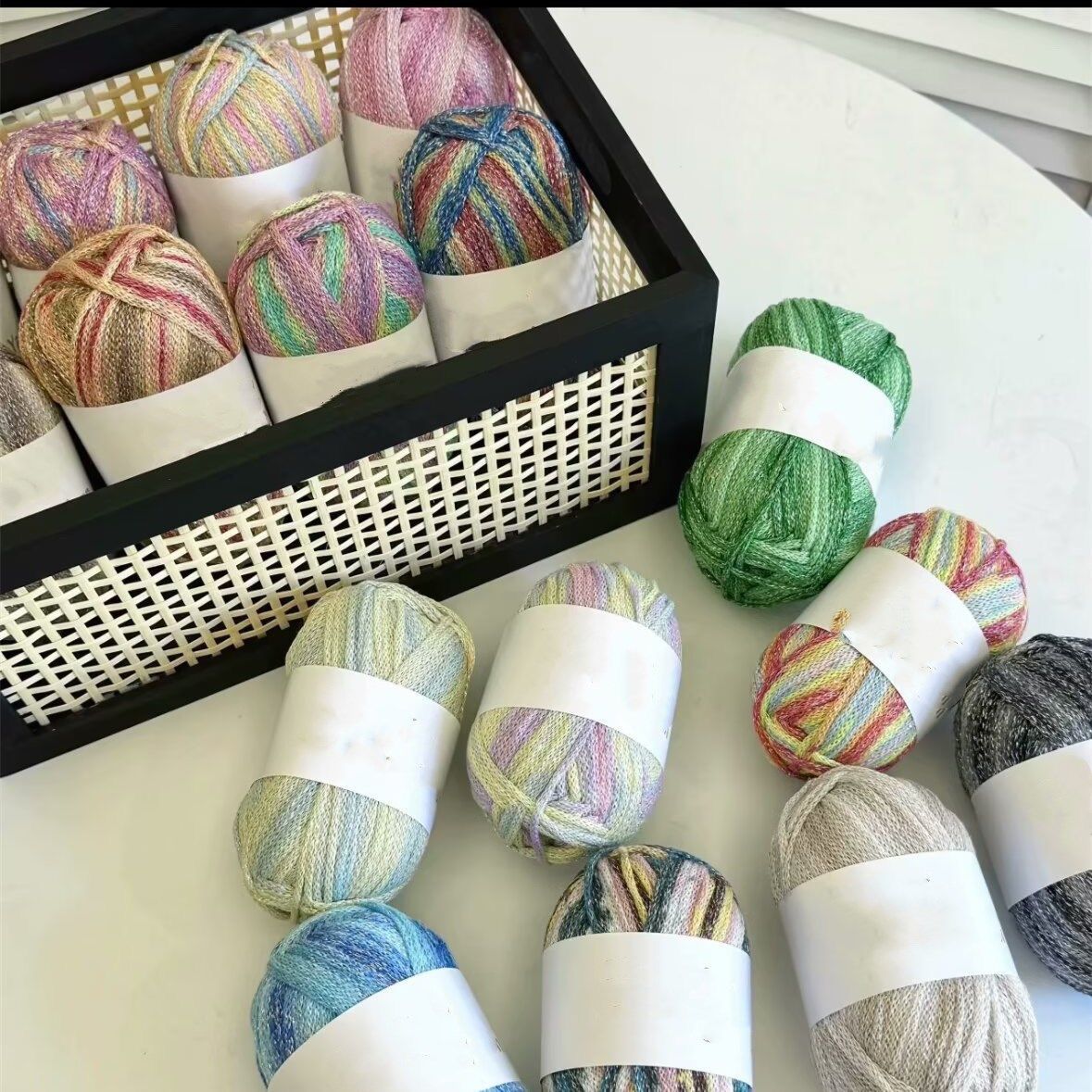 段染星空线//diy手工圆股纱钩针包包编织空心棉手机包包