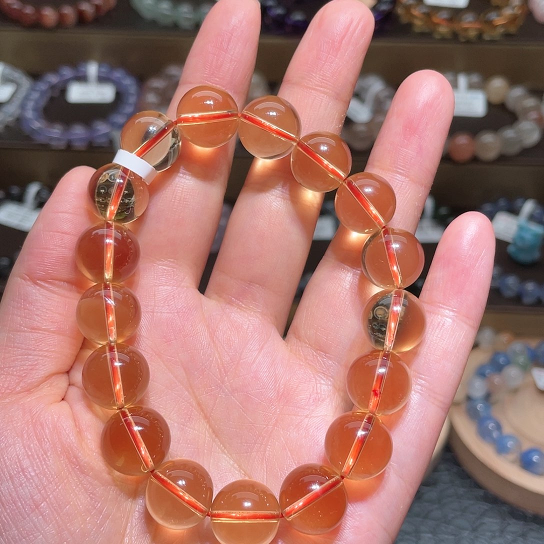 水晶手链未镶嵌黄水晶手链，晶体通透