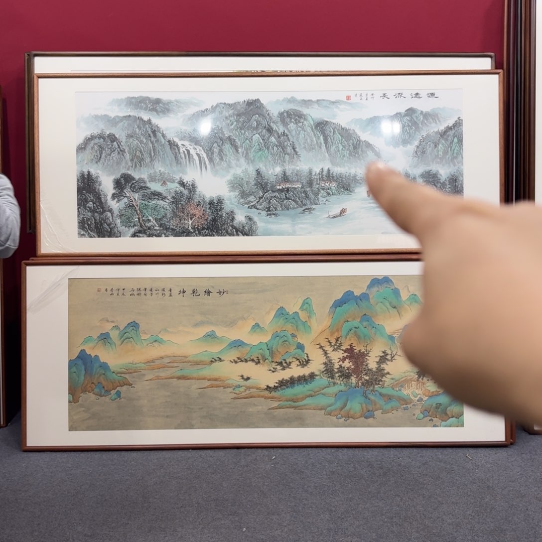 国画手绘作品带框