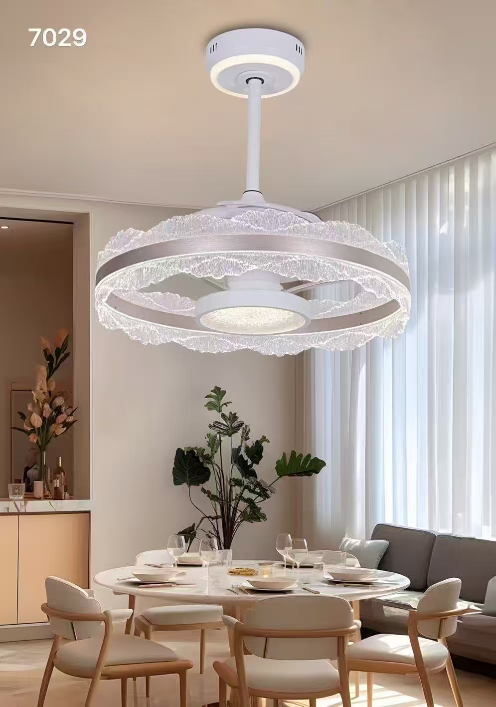 新款海浪风扇灯客厅主卧室餐厅灯具吊灯灯饰大灯大气护眼厂家无叶